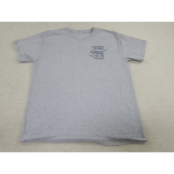 Mens Shirt Medium Gray Graphic Print In Dog Years I'm Dead Short Sleeve - Picture 1 of 8